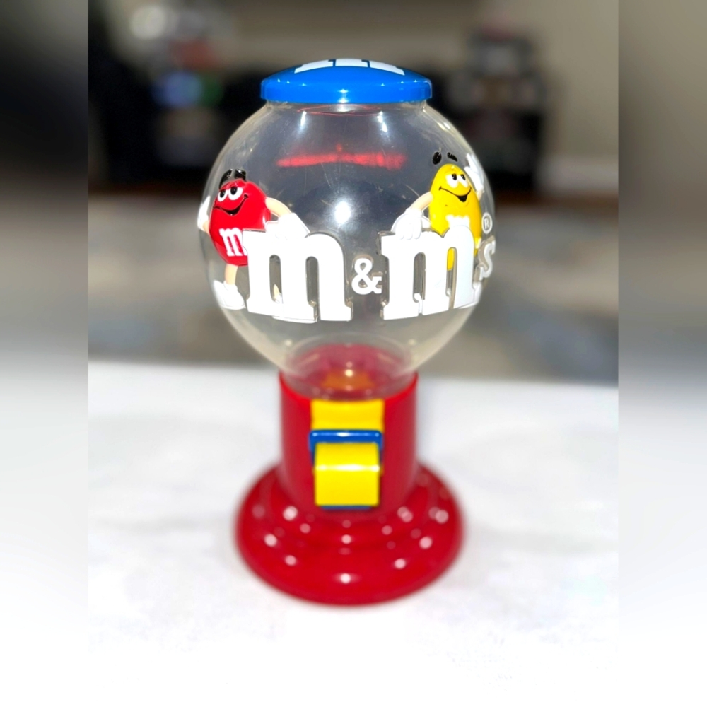 Vintage M&M's Collectible Plastic Gumball Style Candy Machine Dispenser
